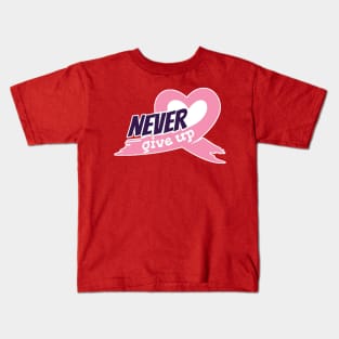 Never give up Breast cancer awawareness stickers Kids T-Shirt